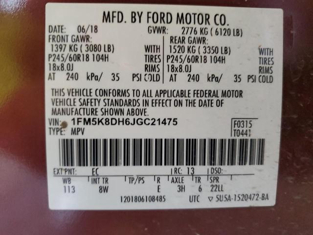 Photo 14 from auction – 2018 FORD EXPLORER X with VIN 1FM5K8DH6JGC21475