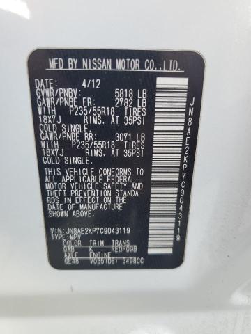 Photo 14 from auction – 2012 NISSAN QUEST S with VIN JN8AE2KP7C9043119