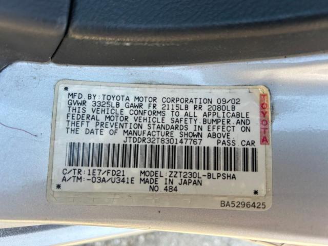 Photo 10 from auction – 2003 TOYOTA CELICA GT with VIN JTDDR32T830147767