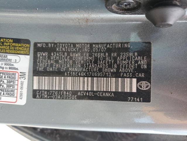 Photo 14 from auction – 2007 TOYOTA CAMRY CE with VIN 4T1BE46K17U695713