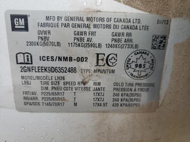 Photo 14 from auction – 2013 CHEVROLET EQUINOX LT with VIN 2GNFLEEK9D6352488