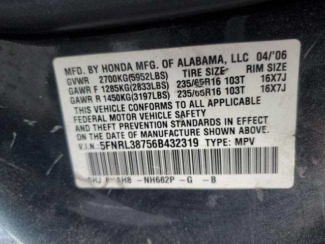 Photo 14 from auction – 2006 HONDA ODYSSEY EX with VIN 5FNRL38756B432319