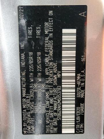 Photo 14 from auction – 2021 TOYOTA HIGHLANDER with VIN 5TDGZRAH2MS053783