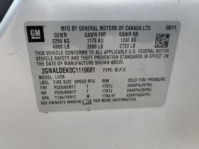 Photo 14 from auction – 2012 CHEVROLET EQUINOX LT with VIN 2GNALDEK0C1119681