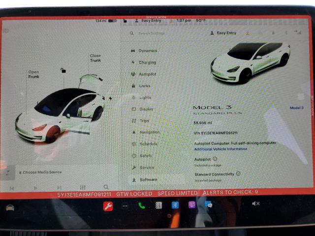 Photo 9 from auction – 2021 TESLA MODEL 3 with VIN 5YJ3E1EA8MF091211