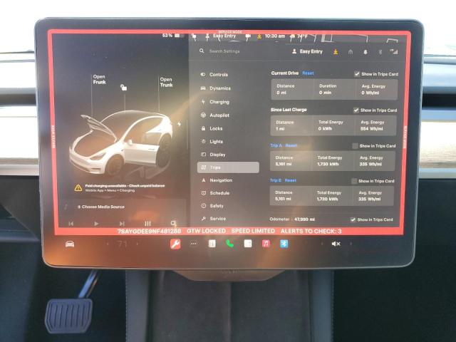 Снимка 9 от търг – 2022 TESLA MODEL Y с VIN 7SAYGDEE9NF481288