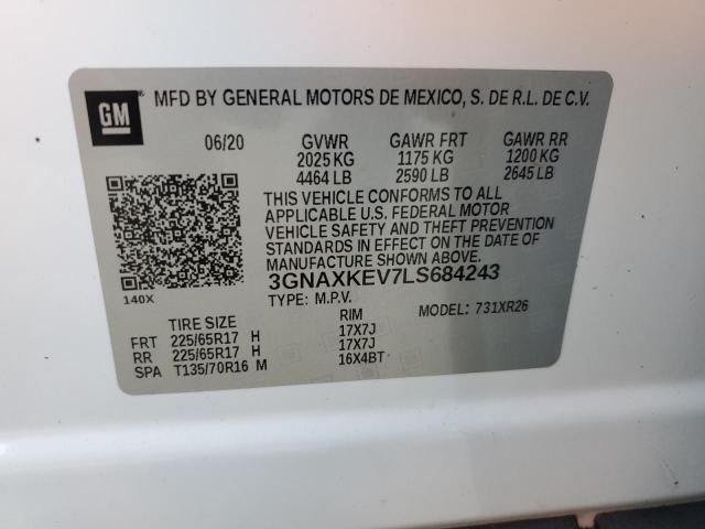 Photo 14 from auction – 2020 CHEVROLET EQUINOX LT with VIN 3GNAXKEV7LS684243