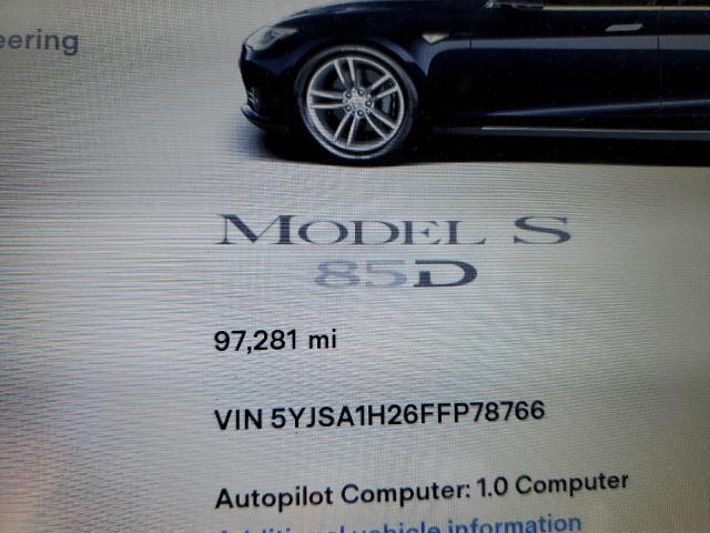 Photo 9 from auction – 2015 TESLA MODEL S 85 with VIN 5YJSA1H26FFP78766