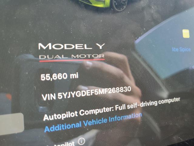 Photo 9 from auction – 2021 TESLA MODEL Y with VIN 5YJYGDEF5MF268830