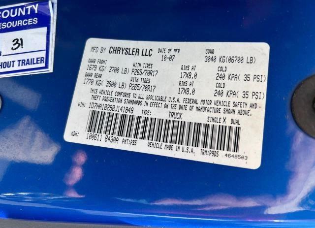 Photo 10 from auction – 2008 DODGE RAM 1500 S with VIN 1D7HA18298J141849