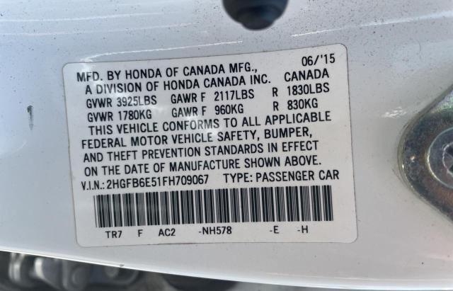 Photo 10 from auction – 2015 HONDA CIVIC SI with VIN 2HGFB6E51FH709067