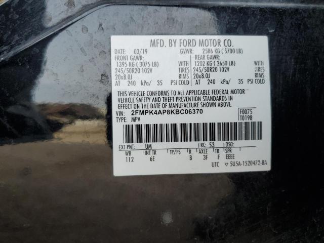 Photo 14 from auction – 2019 FORD EDGE ST with VIN 2FMPK4AP8KBC06370