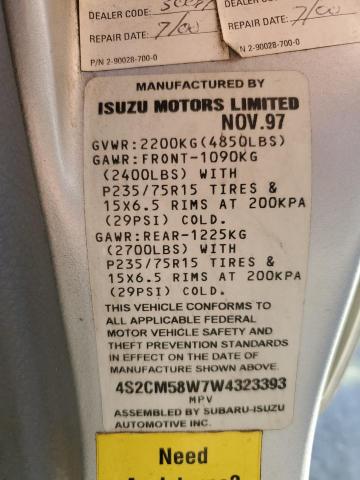 Photo 14 from auction – 1998 ISUZU RODEO S with VIN 4S2CM58W7W4323393