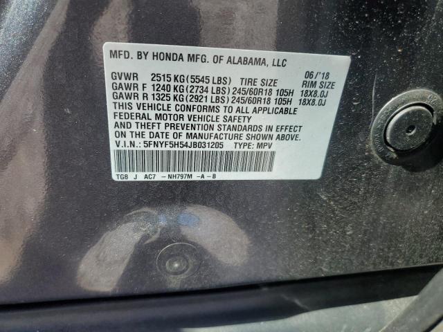 Photo 14 from auction – 2018 HONDA PILOT EXL with VIN 5FNYF5H54JB031205