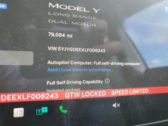 Photo 9 from auction – 2020 TESLA MODEL Y with VIN 5YJYGDEEXLF006243