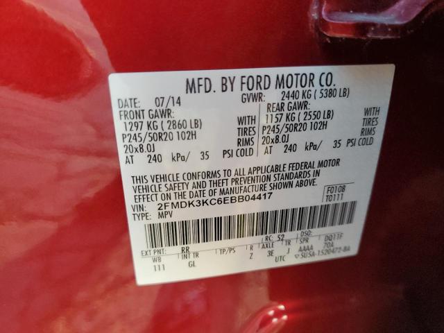 Photo 14 from auction – 2014 FORD EDGE with VIN 2FMDK3KC6EBB04417