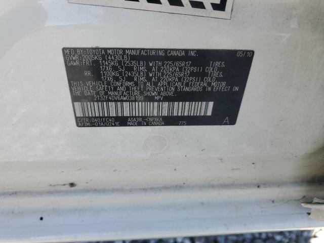 Photo 14 from auction – 2010 TOYOTA RAV4 with VIN 2T3ZF4DV6AW038199