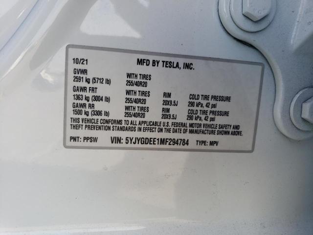 Photo 14 from auction – 2021 TESLA MODEL Y with VIN 5YJYGDEE1MF294784