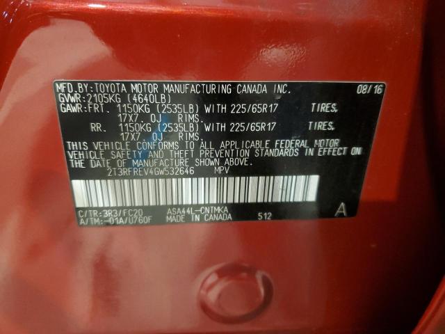 Photo 14 from auction – 2016 TOYOTA RAV4 XLE with VIN 2T3RFREV4GW532646