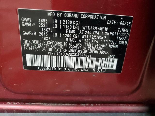 Photo 14 from auction – 2019 SUBARU OUTBACK 2. with VIN 4S4BSANCXK3207889