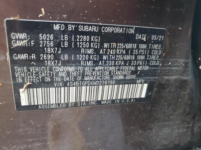 Photo 14 from auction – 2021 SUBARU OUTBACK TO with VIN 4S4BTGPD6M3228196