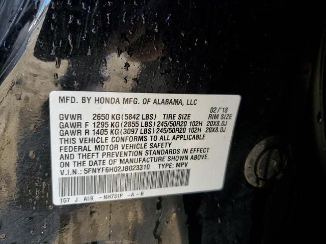 Photo 14 from auction – 2018 HONDA PILOT ELIT with VIN 5FNYF6H02JB023310