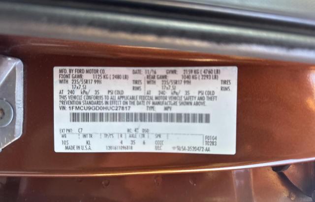 Photo 10 from auction – 2017 FORD ESCAPE SE with VIN 1FMCU9GD0HUC27817