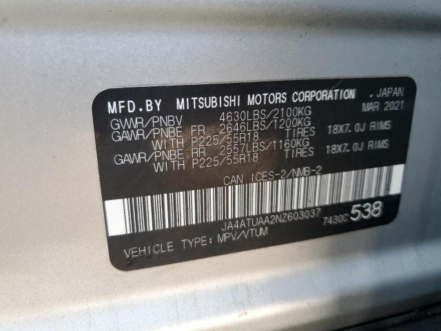 Photo 14 from auction – 2022 MITSUBISHI ECLIPSE CR with VIN JA4ATUAA2NZ603037