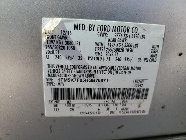 Photo 14 from auction – 2017 FORD EXPLORER L with VIN 1FM5K7F85HGB76871