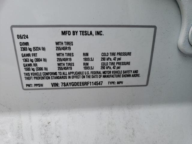 Photo 14 from auction – 2024 TESLA MODEL Y with VIN 7SAYGDEE6RF114547