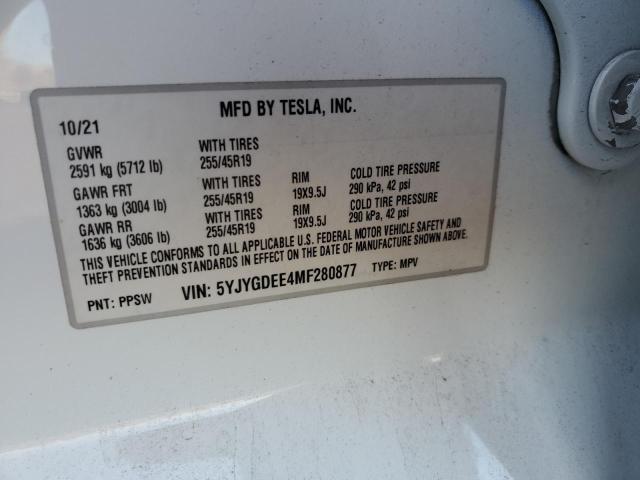 Photo 14 from auction – 2021 TESLA MODEL Y with VIN 5YJYGDEE4MF280877