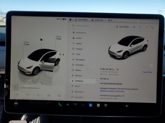 Photo 9 from auction – 2022 TESLA MODEL Y with VIN 7SAYGDEE5NF459398