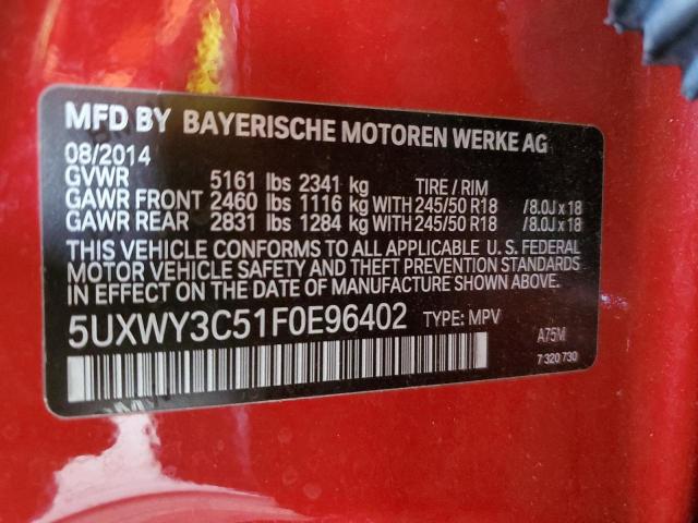 Photo 14 from auction – 2015 BMW X3 XDRIVE2 with VIN 5UXWY3C51F0E96402