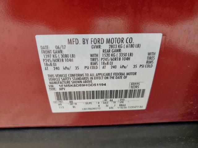 Photo 14 from auction – 2017 FORD EXPLORER X with VIN 1FM5K8D89HGD51194