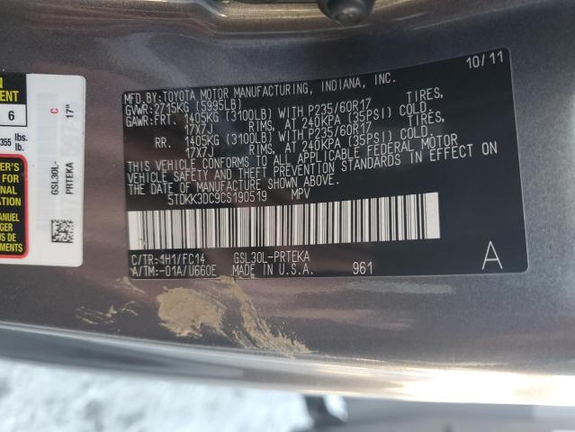 Photo 14 from auction – 2012 TOYOTA SIENNA LE with VIN 5TDKK3DC9CS190519