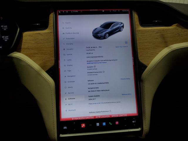Photo 9 from auction – 2020 TESLA MODEL S with VIN 5YJSA1E25LF360702