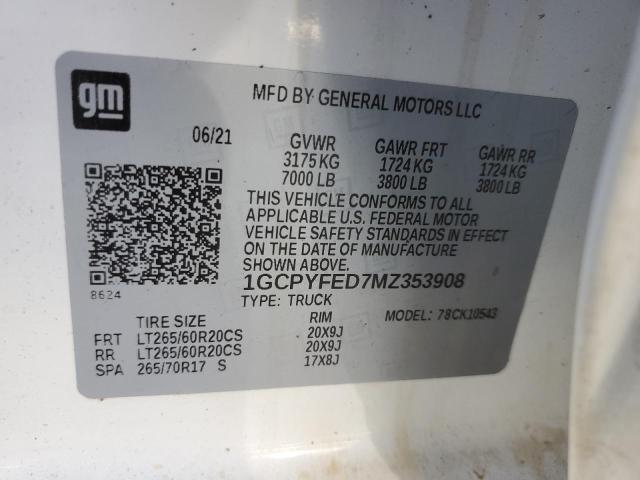 Photo 14 from auction – 2021 CHEVROLET SILVERADO with VIN 1GCPYFED7MZ353908