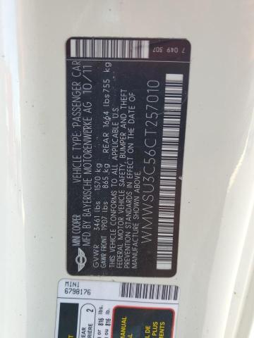 Photo 14 from auction – 2012 MINI COOPER with VIN WMWSU3C56CT257010