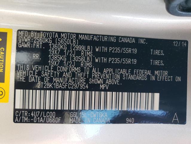 Photo 14 from auction – 2015 LEXUS RX 350 BAS with VIN 2T2BK1BA5FC297954