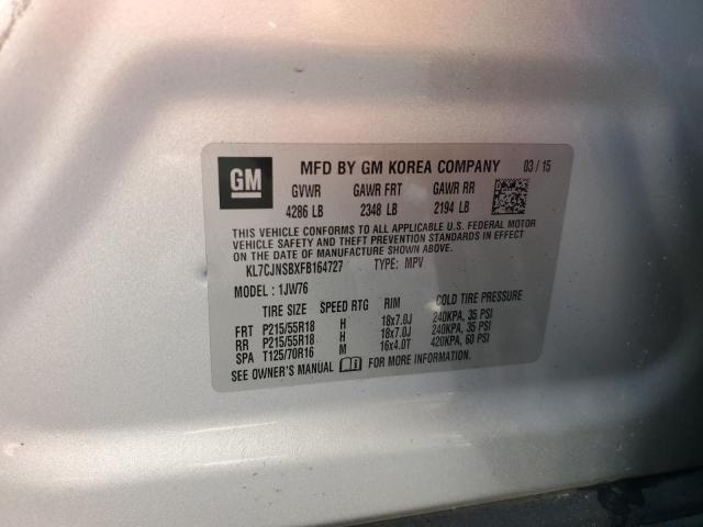 Photo 14 from auction – 2015 CHEVROLET TRAX LTZ with VIN KL7CJNSBXFB164727