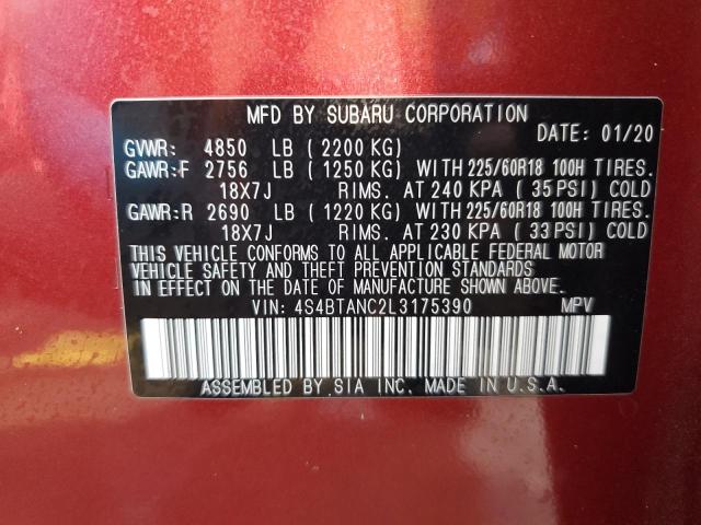 Photo 14 from auction – 2020 SUBARU OUTBACK LI with VIN 4S4BTANC2L3175390