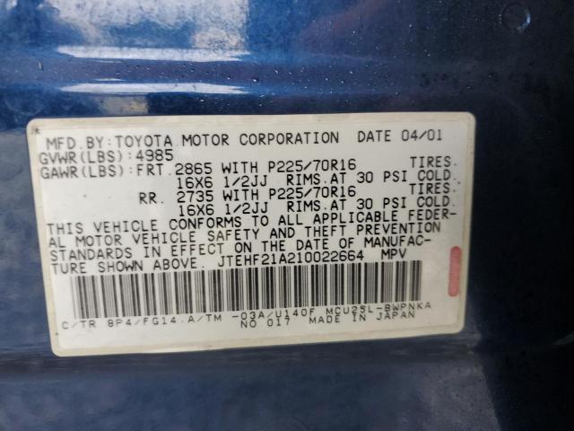 Photo 14 from auction – 2001 TOYOTA HIGHLANDER with VIN JTEHF21A210022664