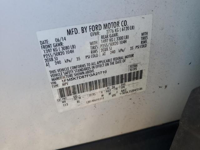 Photo 14 from auction – 2015 FORD EXPLORER X with VIN 1FM5K7D87FGA21710