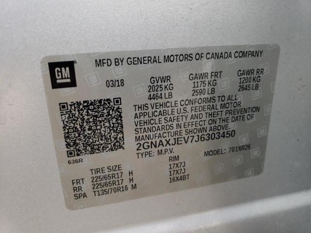 Photo 14 from auction – 2018 CHEVROLET EQUINOX LT with VIN 2GNAXJEV7J6303450