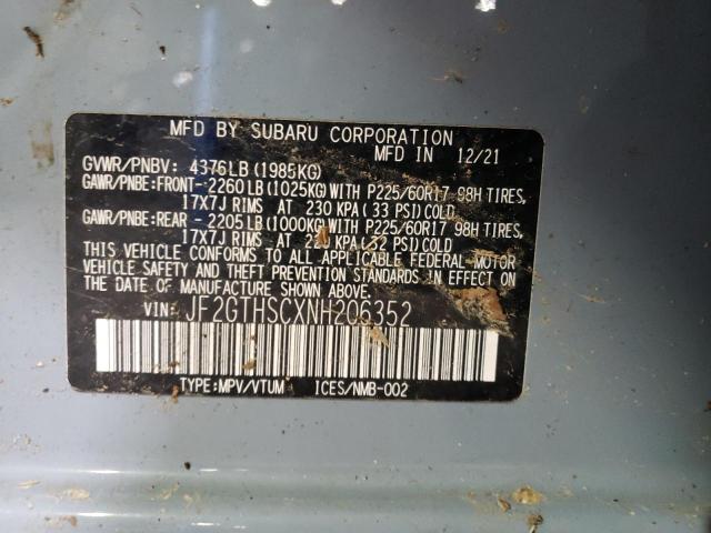 Photo 14 from auction – 2022 SUBARU CROSSTREK with VIN JF2GTHSCXNH206352
