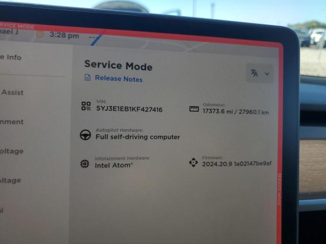 Photo 9 from auction – 2019 TESLA MODEL 3 with VIN 5YJ3E1EB1KF427416