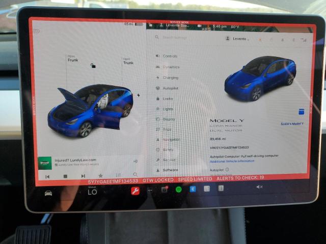 Photo 9 from auction – 2021 TESLA MODEL Y with VIN 5YJYGAEE1MF134533