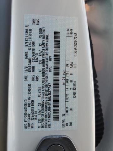 Photo 14 from auction – 2021 FORD ESCAPE SEL with VIN 1FMCU0H61MUB27747