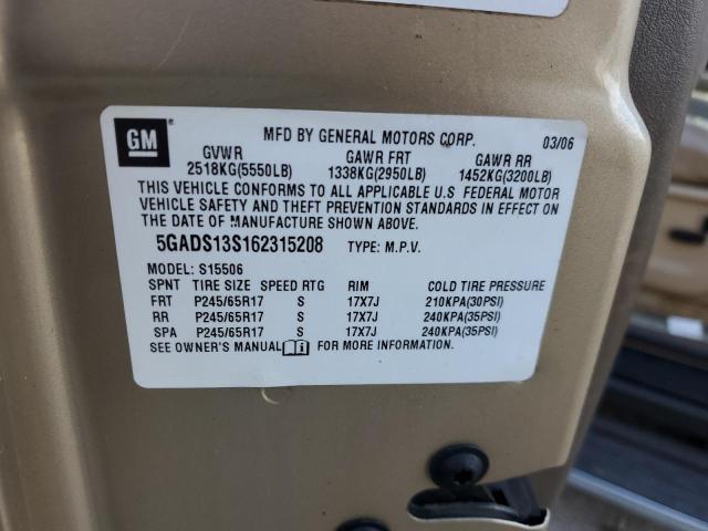 Photo 14 from auction – 2006 BUICK RAINIER CX with VIN 5GADS13S162315208