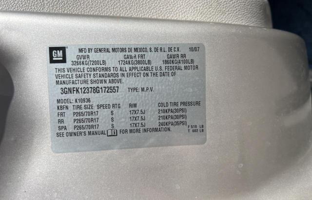 Photo 10 from auction – 2008 CHEVROLET AVALANCHE with VIN 3GNFK12378G172557